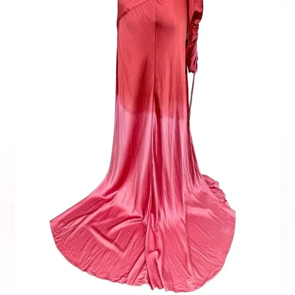 Alejandra Alonso Rojas Dip-Dye Silk One-Shoulder Asymmetrical Gown with/ Train - Picture 15 of 16